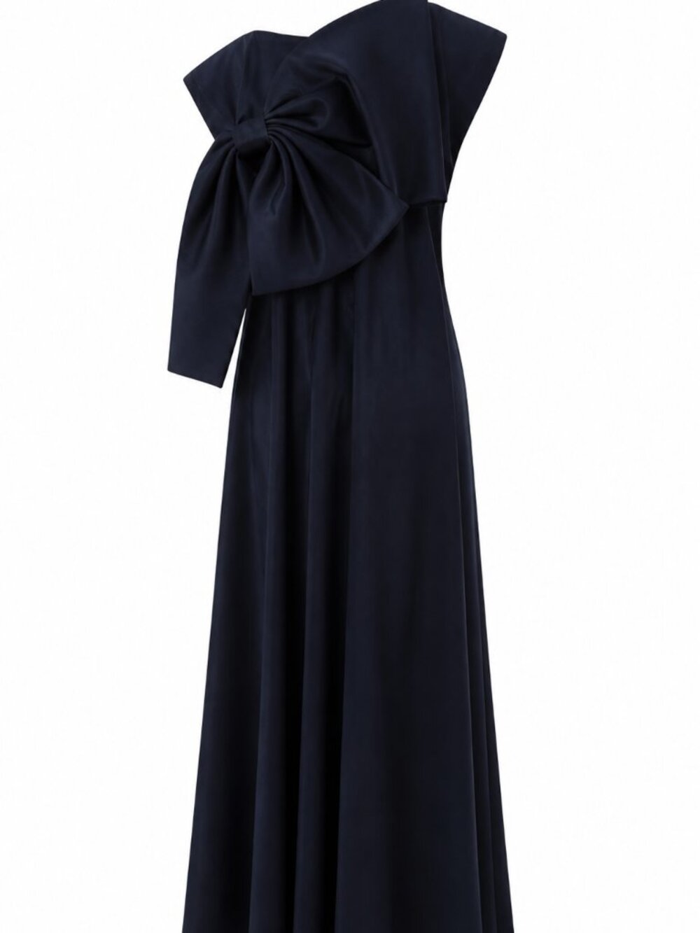 Badgley Mischka Navy Blue Strapless Evening Gown Full Length Maxi Back Bow 12 - Picture 2 of 11